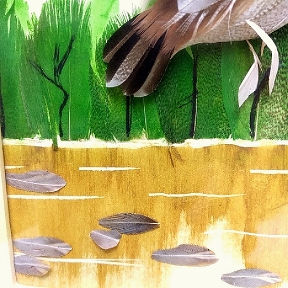 Vtg FEATHER 3D Flying Duck Framed Art - Picture 4 of 14